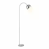Brilliant Bogen-Stehleuchte Helen, E27 Fassung, 170 cm Höhe, 23 cm Breite, 51 cm Tiefe, gebogener Arm, Metall, chromfarben, ideal für Wohnzimmer, Leseecke, modernes elegantes Design