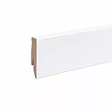 Leiste24 Dekor-Sockelleiste 60mm Weiß I Fußleiste 60 Höhe I stabiles MDF mit Dekor I Länge 2.600 mm I Bodenleiste mit integriertem Kabelkanal + Clipfräsung I Weiß