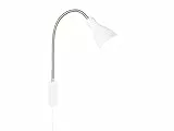 Fischer & Honsel Wandleuchte Lolland, Dekorative Bettleseleuchte mit Flexschlauch zur individuellen Ausrichtung, Anschlusskabel weiß, E27-Fassung, Metall, Sandweiß & Nickelfarben matt, 11x52cm