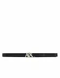 Armani Exchange Men's Essenial, Double face, Metal Logo Plaque Belt, Black/Blue Navy, 30