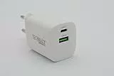 Technaxx 30W Dual Port Schnellladegerät TX-198 für Handy & Geräte - Netzstecker für Ladekabel - 1xUSB-C, 1xUSB-A Schnellladegerät, Intelligente Ladeüberwachung, GS-geprüft, 6 mal schneller als üblich