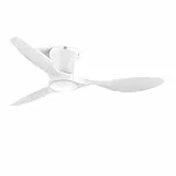 ocioc Deckenventilator mit Beleuchtung, LED Lampe Mit Ventilator und Fernbedienung Leise, 6 Stufen, 3CCT dimmbar, Timer, Sommer Winter, für Wohnzimmer, Schlafzimmer, Büro, Garten Terrasse, 107cm Weiß