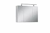 byLIVING Spiegelschrank SPREE/Korpus matt weiß mit Spiegeltüren/Hängeschrank mit Soft-Close-Funktion/Inklusive LED-Beleuchtung/Badschrank mit Stecker- und Schalterdose/B 80, H 60, T 20 cm, 93630