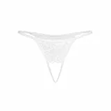 Teyli Damen Ouvert Tanga mit Loch im Schritt - Aus dehnbarer und eleganter Spitze mit ausdrucksstarkem Blumenmotiv - Höschen mit Offenem Schritt - Strings Damen Weiß S/M