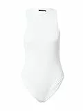 TRENDYOL Damen Gebreid lichaam met donkere klinknagels T Shirt, Weiß, M EU