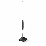 Hama Zimmerantenne „Basic“, passiv (Empfang von DVBT, DVBT2, DAB+, DAB, UKW, Zimmerantenne für Fernseher und Radio, 360° Empfang, 180° schwenkbar) schwarz