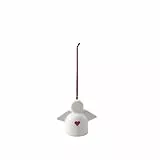 Villeroy & Boch Like. by with Love Schutzengel Ornament, Maße: ca. 5 x 3 x 4,5 cm, Weiß mit rotem Aquarelldekor, Handpflege empfohlen, Herzmotiv, Schutzengelfigur, Premium Porzellan
