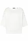 zero Damen Sweatshirt mit Lochmuster 42, Patch Cream/Cream