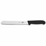 Victorinox Fibrox Brotmesser mit Wellenschliff, Scharfes Küchenmesser für Kuchen und Backwaren, 21 cm, Lange Klinge, HACCP geeignet, Schwarz