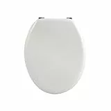 MSV WC Sitz Toilettendeckel MDF Holzkern 'Uni weiß' Scharniere aus Edelstahl - hochwertige und stabile Qualität