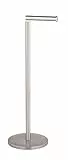 WENKO Stand Toilettenpapierhalter, freistehender Toilettenpapierhalter im minimalistischen Design mit Platz für bis zu 4 Ersatzrollen, platzsparend, aus mattiertem Edelstahl, 21 x 55 x 17 cm