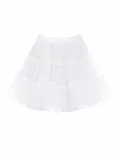 Wikoan Unterrock Damen Kurz Tüllrock Rock Reifrock Underskirt Crinoline für 1950er Rockabilly Petticoat Kleid Weiß L
