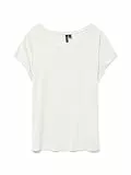 VERO MODA Damen Einfarbiges Stretch T-Shirt Basic Rundhals Top Oberteil Tief Angesetzte Schultern VMAVA