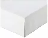 Amazon Basics Spannbettlaken, 160 x 200 x 30 cm, 100% Baumwolle, Satin Fadenzahl 400 Spannbetttuch - Matratzenhöhe bis 30 cm, Weiß