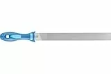 PFERD Werkstattfeile Flachstumpf, 300mm, rechteckige Feile, Kreuzhieb H1 auf drei Seiten, inkl. Ergonomie-Feilenheft, 11210306 – für die grobe Zerspanung und zum Schruppen geeignet