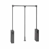Emuca - Abklappbare Kleiderstange für Garderoben Sway, Kleiderlift für Schrank 830-1150mm, Stahl, Aluminium, und Kunststoff, Titanium lackiert