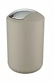 WENKO Kosmetikeimer Mod. Brasil L, 6,5 Liter Bad-Mülleimer mit Schwingdeckel, aus bruchsicherem Kunststoff, BPA-frei, Taupe