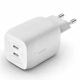 Belkin 65-W-USB-C-Ladegerät mit 2 Ports, Schnellladen mit Power Delivery 3.0 und GaN-Technologie für iPhone 16/15, Plus, Pro, Pro Max, iPad Pro, Air, MacBook, Galaxy S24, Plus, Ultra, Tab, Pixel, usw.