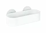 WENKO Static-Loc® Wandablage Osimo, Befestigung ohne Bohren, Duschablage für Seife, Shampoo, & Co., praktisches Wandregal fürs Badezimmer aus bruchsicherem, weißem Kunststoff, 27 x 9,5 x 12 cm