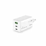 MediaRange 100W GaN Schnellladeadapter (EU-Stecker), 2X USB-C und 1x USB-A, unterstützt USB-C® Power Delivery und Quick Charge™, Weiß