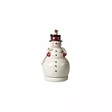 Villeroy & Boch Nostalgic Melody Schneemann, drehend, dekorative Schneemannfigur, Hartporzellan, Metall, Kunststoff, weiß, 8 x 8 x 15 cm