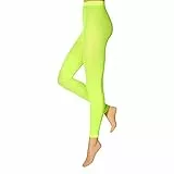 krautwear Damen Mädchen Leggins Leggings 60 den Karneval Fasching Kostüm schwarz rot rosa blau (gelb XXL)