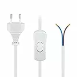 Goobay 51349 Netzkabel 2 polig Stecker mit Schalter offene Kabelenden & Eurostecker Stromkabel 2 polig Kabel mit Stecker & Schnurschalter Weiß 1,5m