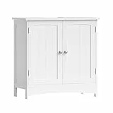 VASAGLE Waschbeckenunterschrank, Unterschrank, Badezimmerschrank, 30 x 60 x 60 cm, 2 Türen, Badschrank, höhenverstellbare Ablage, weiß BBC01WT