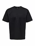 ONLY & SONS Herren Rundhals T-Shirt ONSFRED - Relaxed Fit S-XXL Schwarz Weiss, Größe:L, Farbe:Black 22022532