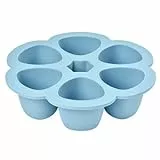 BÉABA - Aufbewahrungsbehälter aus Silikon in Premiumqualität - Extrem temperaturbeständig - Ofen und Mikrowelle - 6 Fächer - Luftdichter Deckel - 6 x 90 ml - Blau