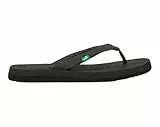 Sanuk, Yoga Serenity Damen-Flip-Flops, Yoga-Sandalen mit Memory Foam-Fußbett, Schwarz, 38.5 EU