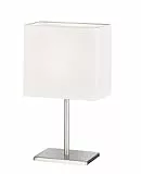 Fischer & Honsel Tischleuchte Bozen | nickelfarben matt| Stoffschirm weiß Chintz| L: 17 cm, B: 10 cm, H: 30 cm| mit Schnurschalter| 1x E14 max. 25 W ohne Leuchtmittel