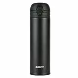GOOFIT Thermosflasche, Edelstahl Trinkflasche, Lecksicher, 480 ml, Thermosflasche heiß für 12 Stunden, kalt für 20 Stunden, BPA-frei, Kaffee Reise Tasse, Sport, Outdoor (schwarz)