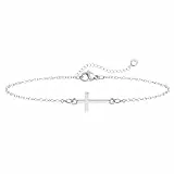Emibele Silber Kreuz Armband für Frauen, Einfach Religiös Kreuz Armband Oster Geschenke, Verstellbar Zart Dünn Handkette,Geschichtet Glaube Silber Schmuck Firmung Taufe Christlich Geschenke für Frauen