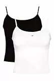 Tommy Jeans Damen 2er Pack Tops Essential Strap Top Stretch, Mehrfarbig (Ecru/Black), S
