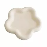 FewNvWa Multifunktionales, Dekoratives Tablett für Schmuck, Parfüm Und Armbänder, Aus Gips, Modernes Design, Geeignet für Tisch, Badezimmer Und Zuhause, Beige Blumen