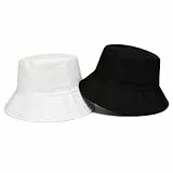 KbouZgxa 2 Stück Fischerhut, Sommerhut in Schwarz und Weiß, Bucket Hat Herren und Damen, Anglerhut für Outdoor-Aktivitäten, Reversibler Hischer Hut für Reisen und Freizeit