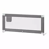 WOLTU Bettgitter 180 cm Eine Seite, Höhenverstellbares Bettschutzgitter 69–87 cm, Einziehbarer Rausfallschutz für Kinderbetten & Elternbetten, Kinderbettgitter, Dunkelgrau