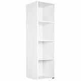 Casaria® Bücherregal mit 4 Fächer 106x30x30cm Kippschutz Bodenschoner 40kg Belastbarkeit Wohnzimmer Schlafzimmer Büro Regal Standregal Würfelregal Weiß