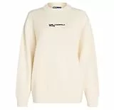 KARL LAGERFELD JEANS Damen Strickpullover Mit Logo Entspannt, Weiss, S