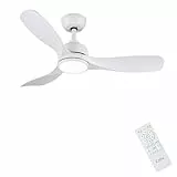 CJOY Deckenventilator mit Beleuchtung Leise, Ø107cm Deckenventilator mit Licht und Fernbedienung 3 Farbtemperaturen, Dimmbare LED, Reversibel DC, 6 Geschwindigkeiten für Schlafzimmer Terrasse