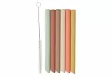 Jollein Silikon Strohhalme – Mixed Shades – 6 Stück – Wiederverwendbare Trinkhalme aus 100% Silikon – Mit Reinigungsbürste – Weich, Sicher & Spülmaschinengeeignet