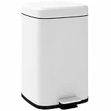HOMCOM Mülleimer für die Küche, 20 l, Treteimer aus Edelstahl, mit Soft-Close-Deckel, kompakt, herausnehmbarer Inneneimer, 28L x 35B x 45H cm, Weiß