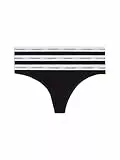 Calvin Klein Damen 3er Pack Strings Thong Unterwäsche, Schwarz (Black/Black/Black), M