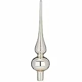 Inge Glas Christbaumspitze 26cm | Weihnachtsbaumspitze aus Glas | Hochwertige Spitze für den Weihnachtsbaum Weihnachten (Silber Glanz)