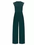 APART Fashion Damen Spitze Jumpsuit, ärmelloses Einteiler, weiterbeiniges Abendoutfit, hochgeschlossenes formelles Outfit, taillierter Gürtel, Chiffon Playsuit, bodenlanges Sommerpartykleid