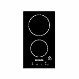 Respekta Rahmenloses Domino-Glaskeramikkochfeld autark / 2 Platten Kochfeld mit Stecker / 9 Leistungsstufen / Touch Control / Kindersicherung / Timer / 30 cm / in schwarz / KM9130T-28