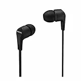 PHILIPS Kopfhörer In Ear E1105BK/00 mit Inline-Fernbedienung (Neodym-Treiber, Kräftiger Bass, Klarer Sound, Bequemer Sitz) Schwarz, 8.6 mm, Einheitsgröße