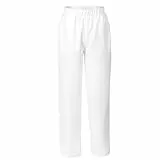 AUYAO Unisex Krankenschwester Hose Medizinische Schlupfhose Kasack Arbeitshose Multitaschen Berufshose Pflege Pflegehose Damen Bügelfrei Krankenhaus Hose Pflegehose für Pflege Praxis Klinik (Weiß, M)