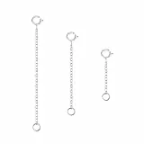 GlasFlength Kettenverlängerung Silber, 3 Stück 925 Sterling Silber Verlängerungskette Halskettenverlängerung für Schmuckherstellung um Ihre Colliers und Armband zu Verlängern Damen Herren (3 5 8CM)
